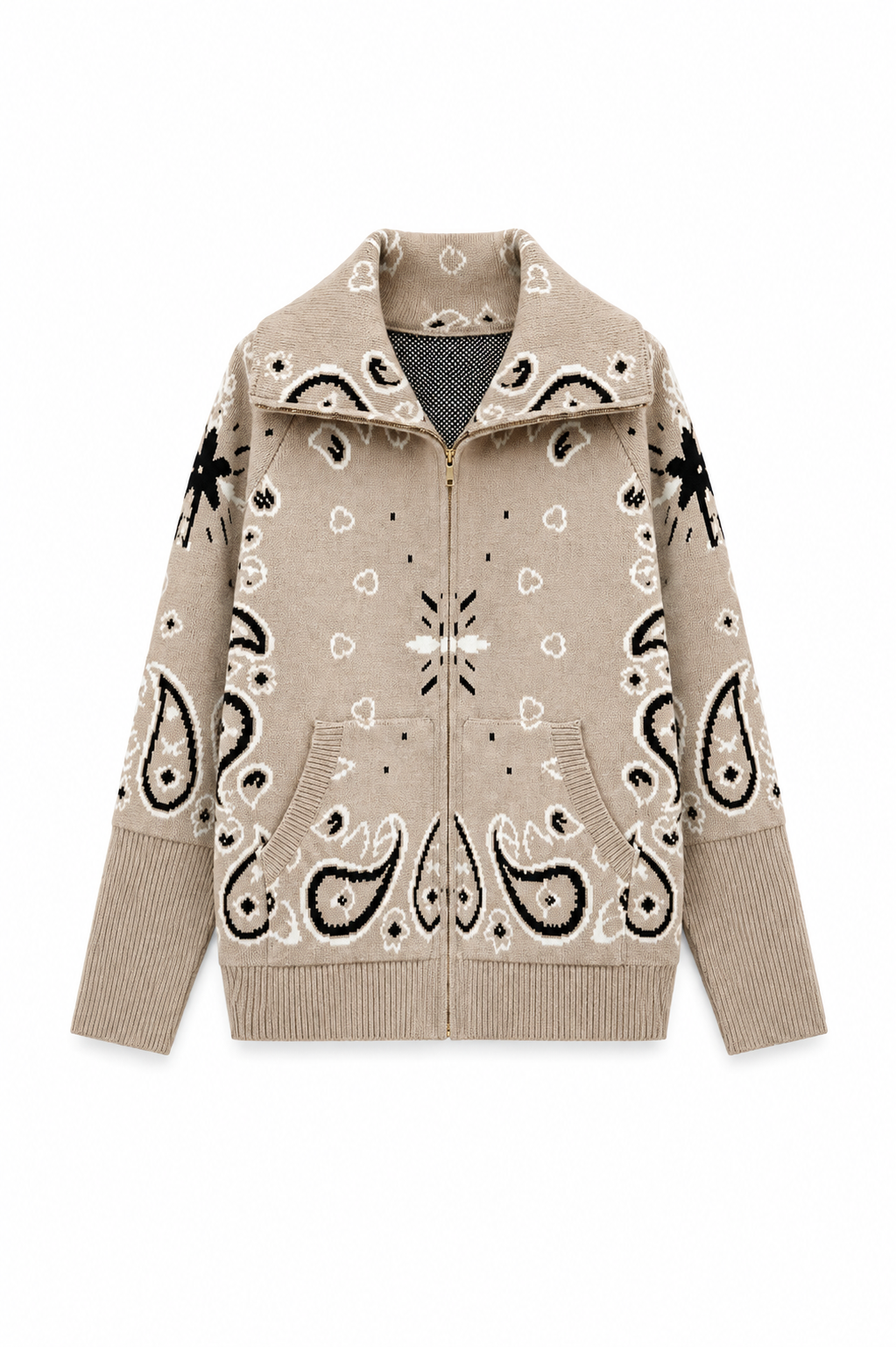 SHADES SELECTION -  Beige Bandana Zip Jacket