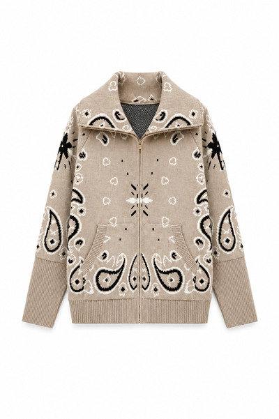 SHADES SELECTION -  Beige Bandana Zip Jacket