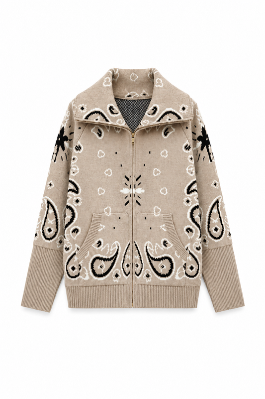 SHADES SELECTION -  Beige Bandana Zip Jacket