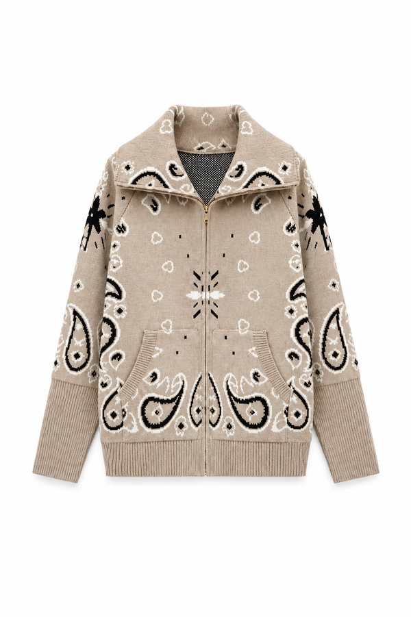SHADES SELECTION -  Beige Bandana Zip Jacket