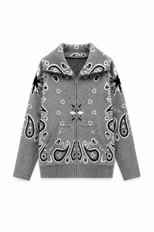 SHADES SELECTION - Light Grey Bandana Zip Jacket