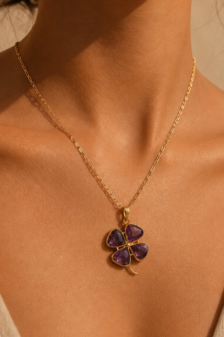 Lucky Trefle amethyste Necklace