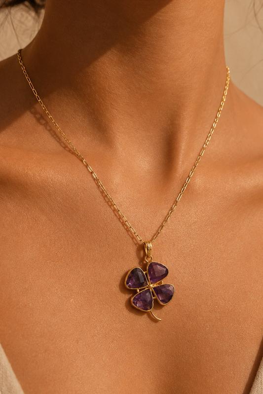 Lucky Trefle amethyste Necklace