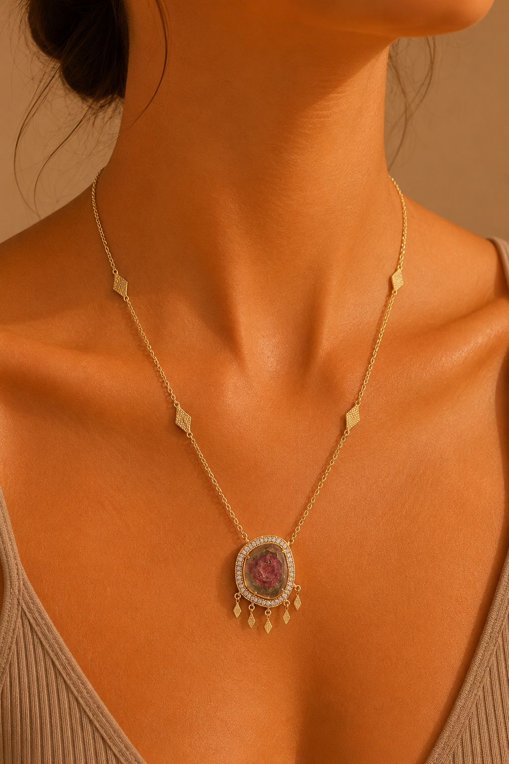 Long tourmaline necklace - 45 cm