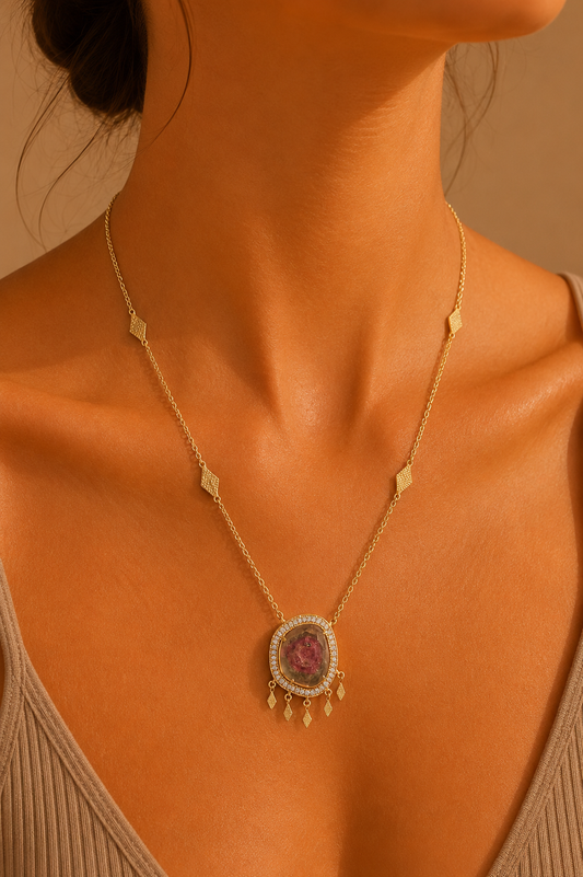 Long tourmaline necklace - 45 cm