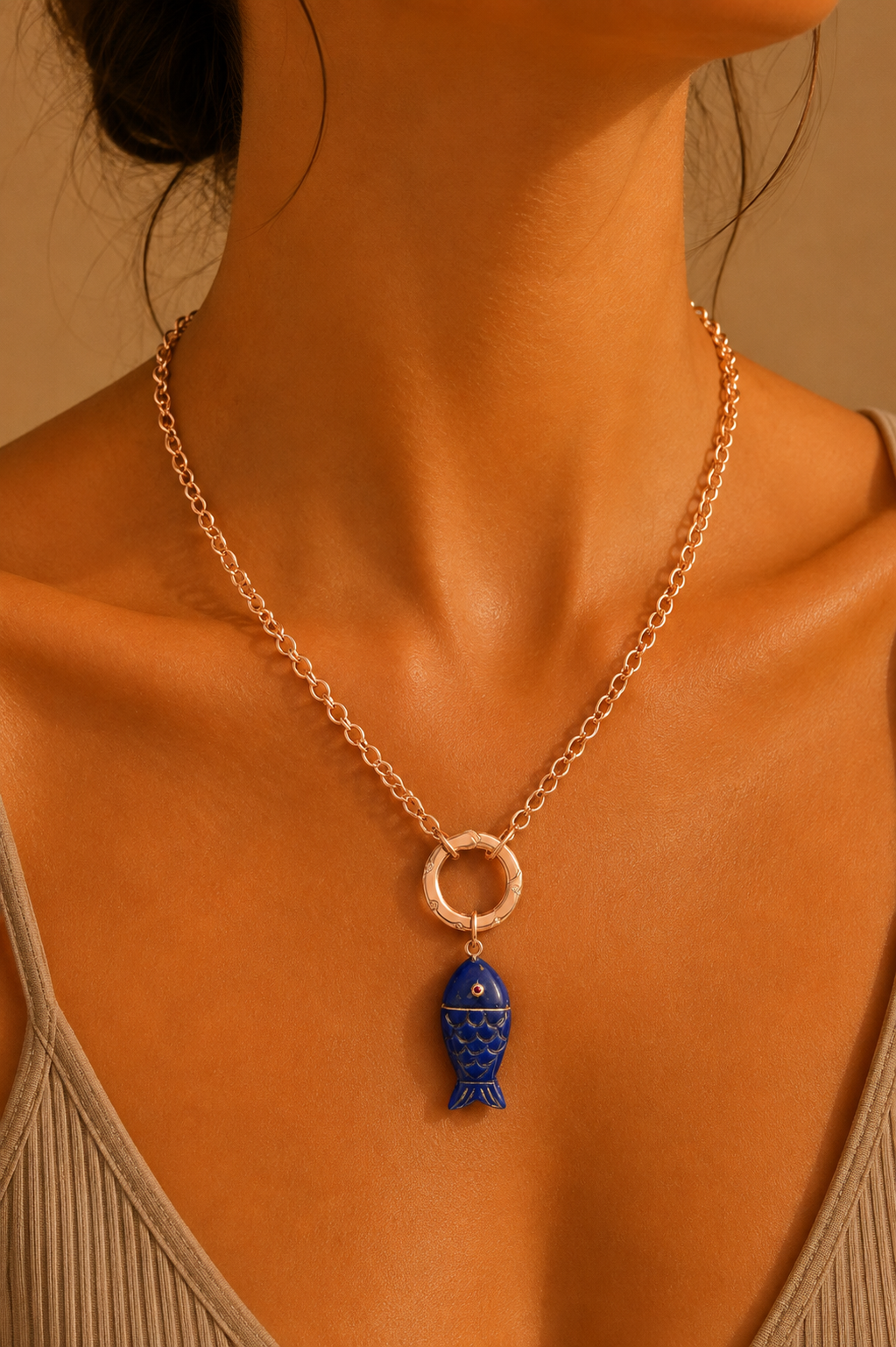 Lapis Lazuli Fish Necklace