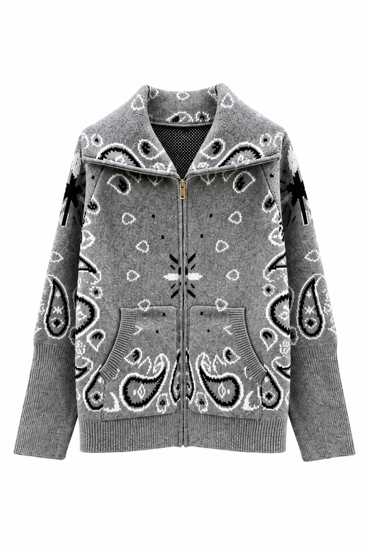 SHADES SELECTION - Light Grey Bandana Zip Jacket