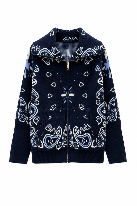SHADES SELECTION - Navy blue Bandana Zip Jacket