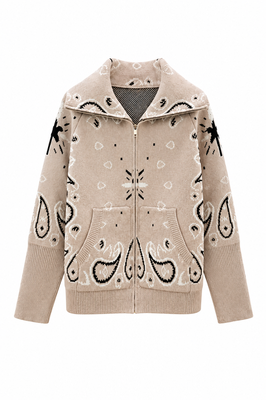 SHADES SELECTION -  Beige Bandana Zip Jacket