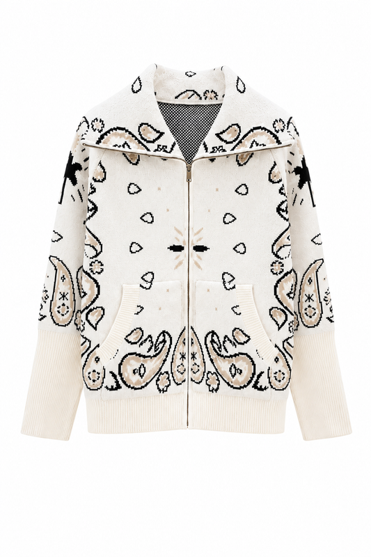 SHADES SELECTION -  White Bandana Zip Jacket