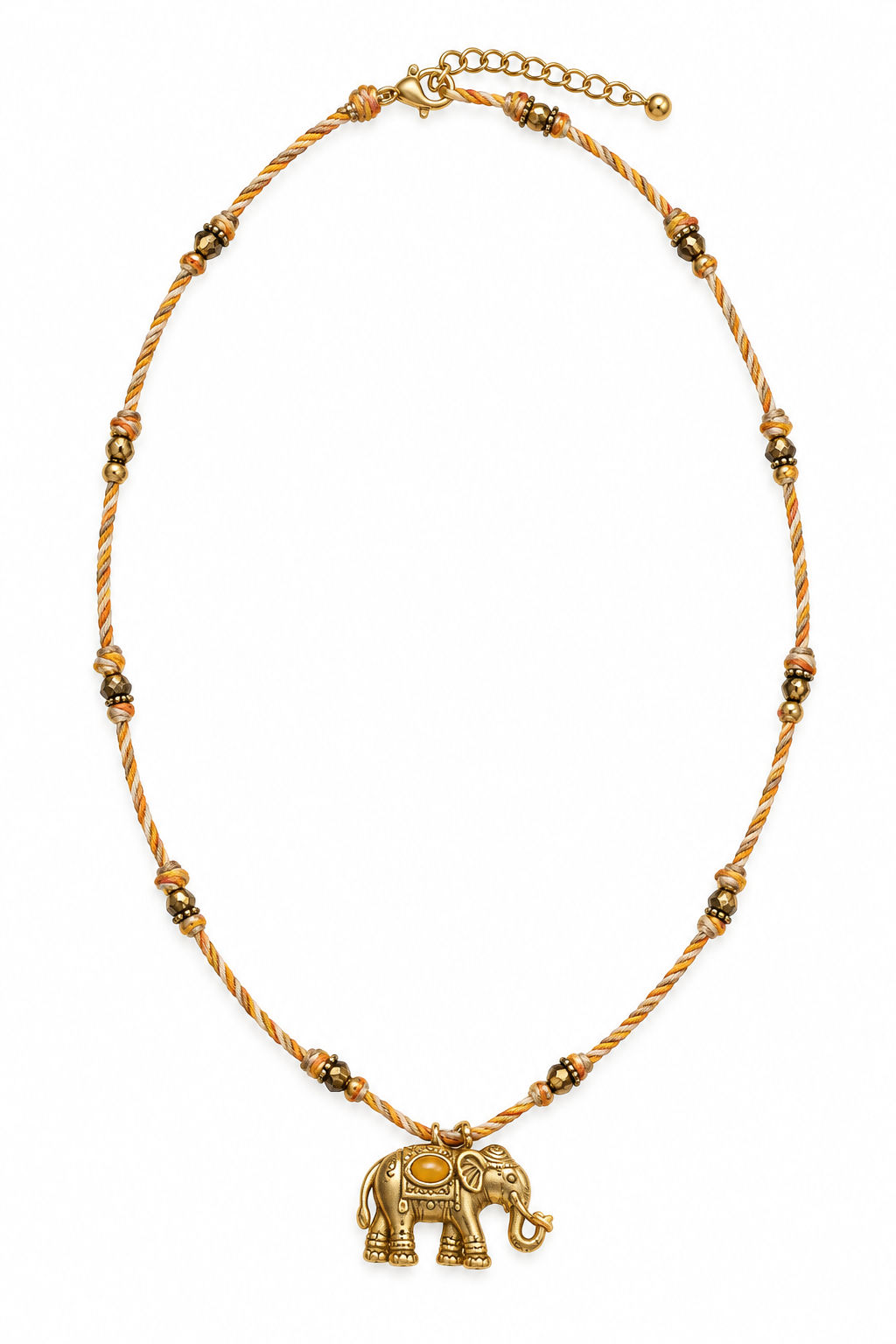 Orange elephant Cord Necklace