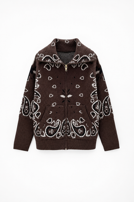 SHADES SELECTION - Brown Bandana Zip Jacket
