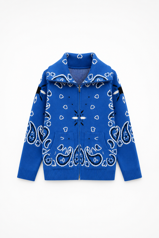 SHADES SELECTION - Royal Blue Bandana Zip Jacket