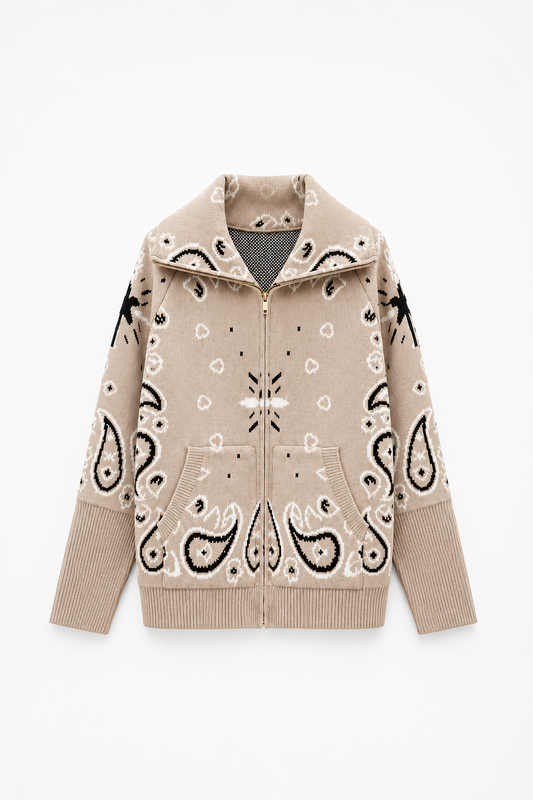 SHADES SELECTION -  Beige Bandana Zip Jacket
