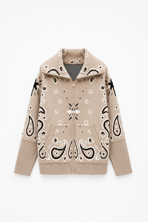 SHADES SELECTION -  Beige Bandana Zip Jacket