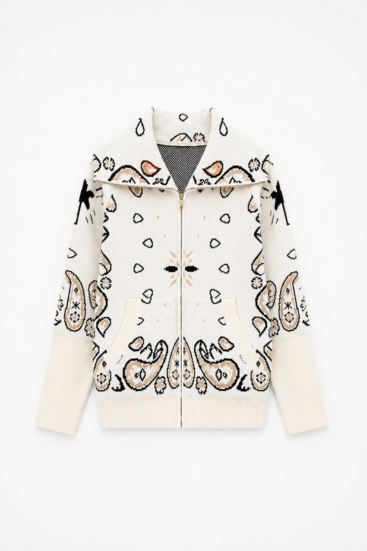 SHADES SELECTION -  White Bandana Zip Jacket