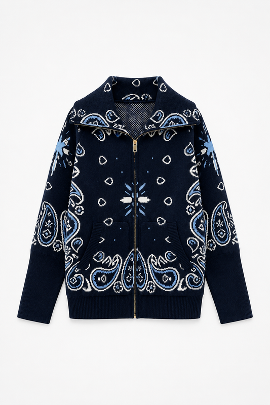 SHADES SELECTION - Navy blue Bandana Zip Jacket