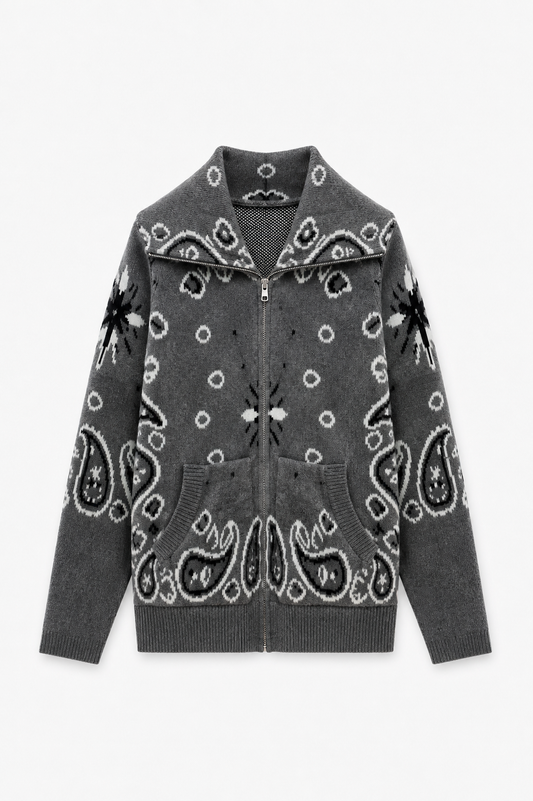 SHADES SELECTION -  Dark Gray bandana zip Jacket