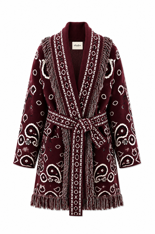 SHADES SELECTION -  Burgundy Bandana Cardigan