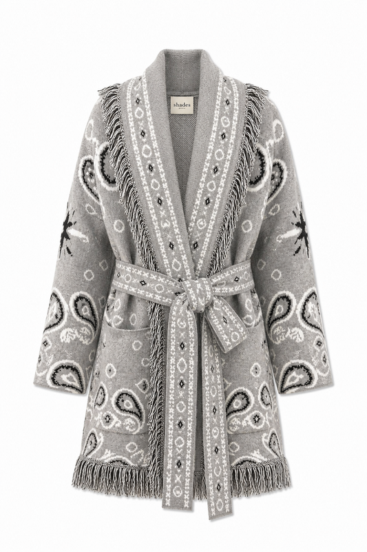 SHADES SELECTION -  Grey Bandana Cardigan