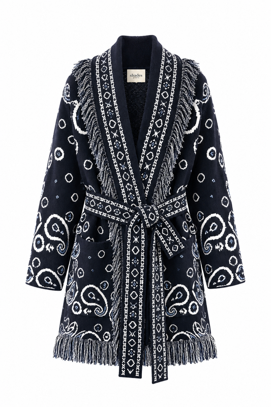SHADES SELECTION -  Navy Blue Bandana Cardigan