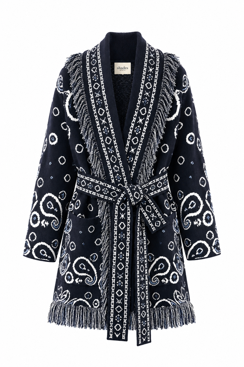 SHADES SELECTION -  Navy Blue Bandana Cardigan