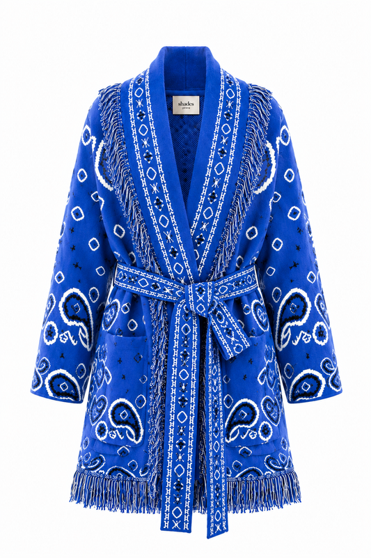 SHADES SELECTION -  Royal blue Bandana Cardigan
