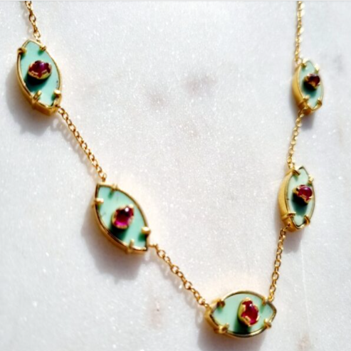 Ainara multiples chrysoprase necklace - 37 cm