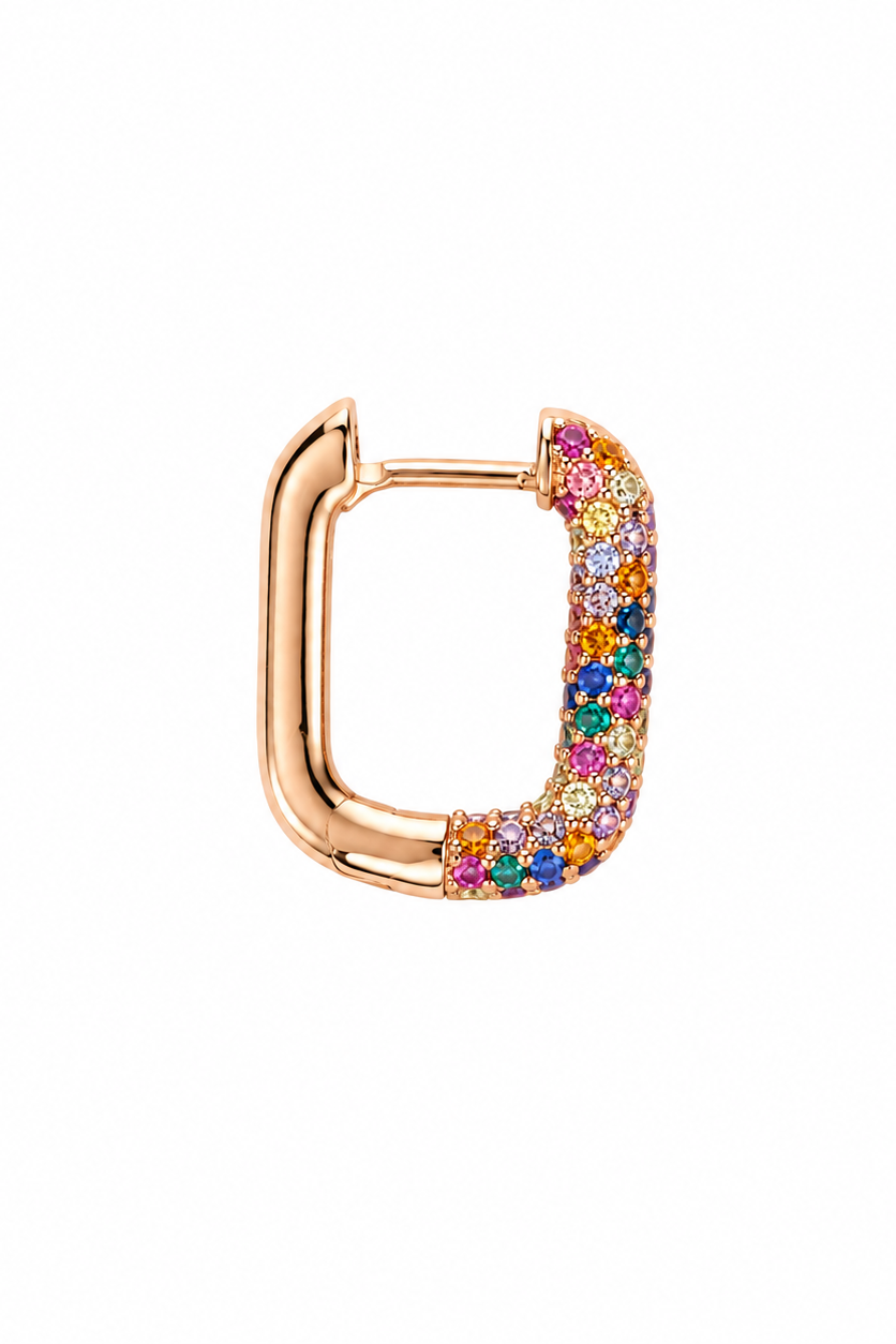 SHADES - Rose Gold Hoop earring - Multicolor zircons
