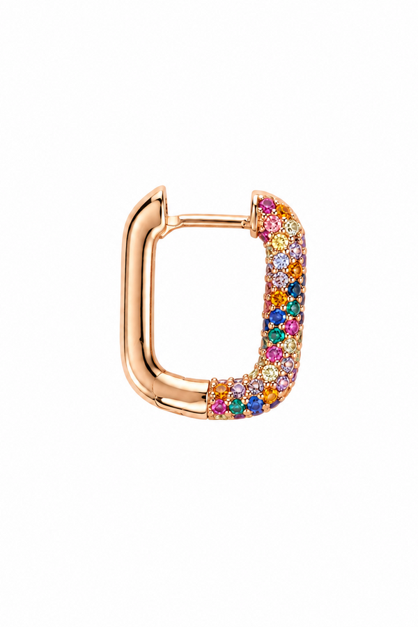 SHADES - Rose Gold Hoop earring - Multicolor zircons