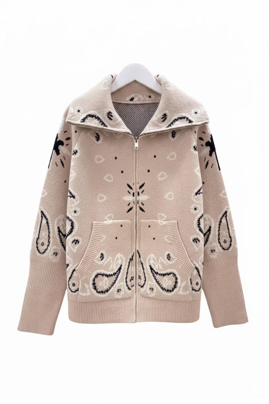 SHADES SELECTION -  Beige Bandana Zip Jacket
