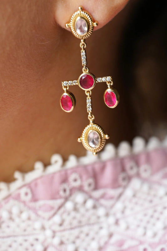 Pavia Quartz and Ruby Earrings