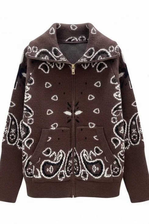 SHADES SELECTION - Brown Bandana Zip Jacket