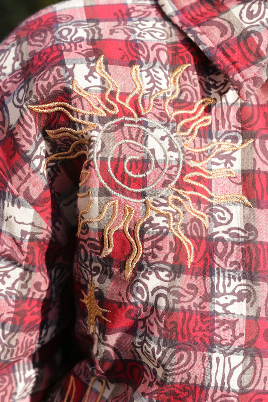 Embroidered patchwork pattern jacket