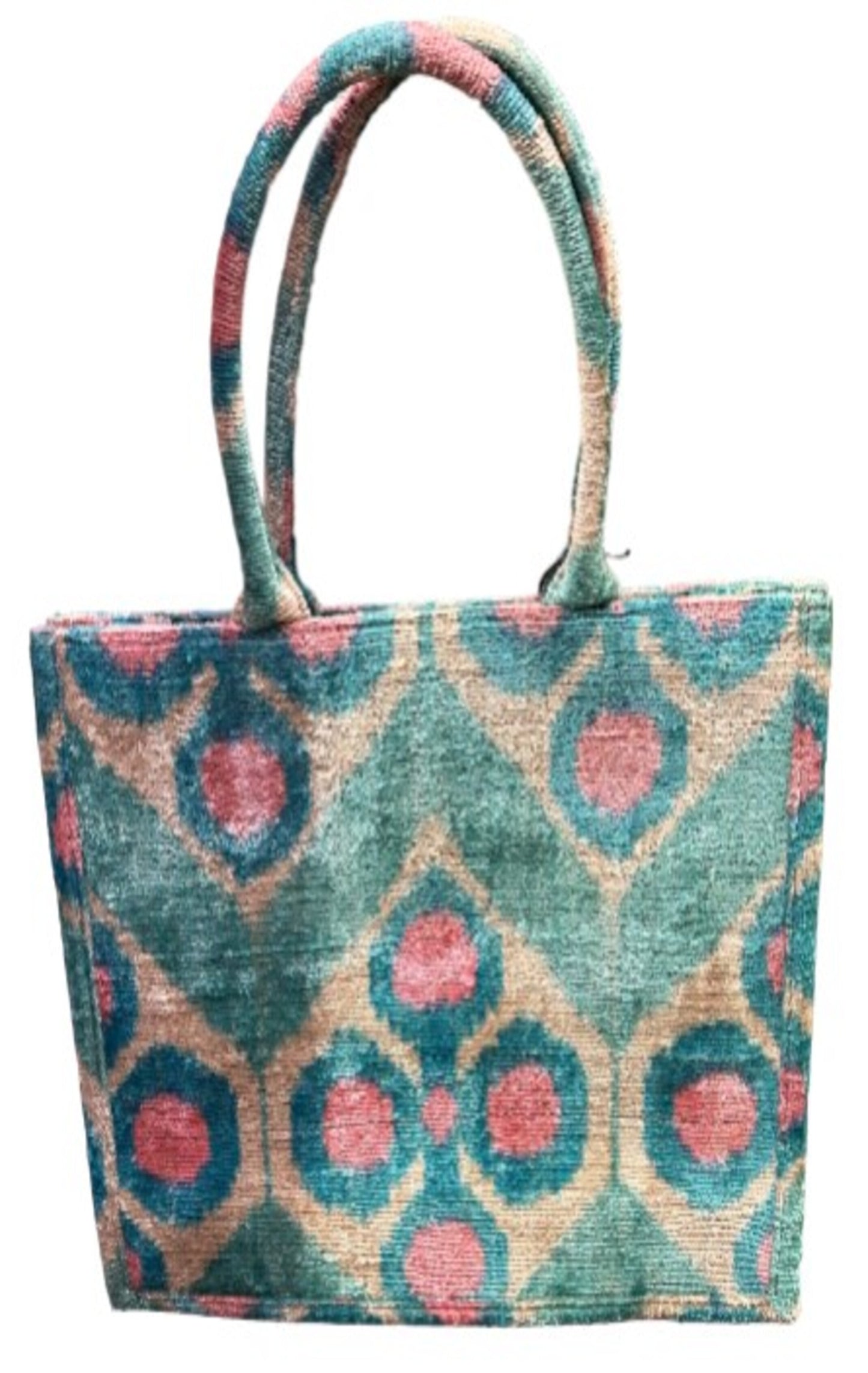 Bag round turquoise and pink