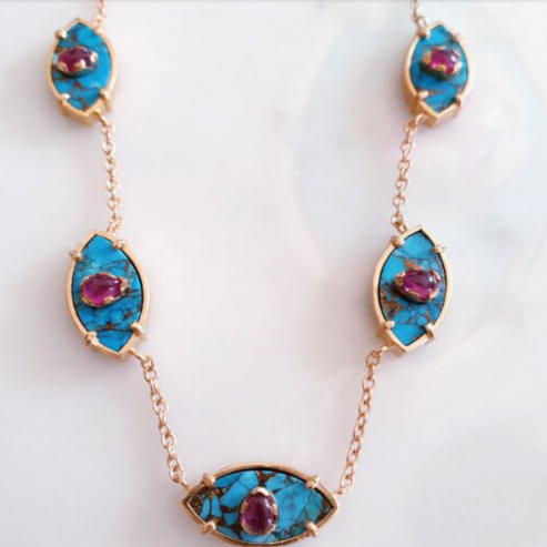 Ainara multiple turquoise mohave necklace - 38 cm