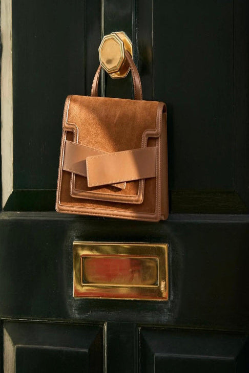 Leather Suede Bag - Brown