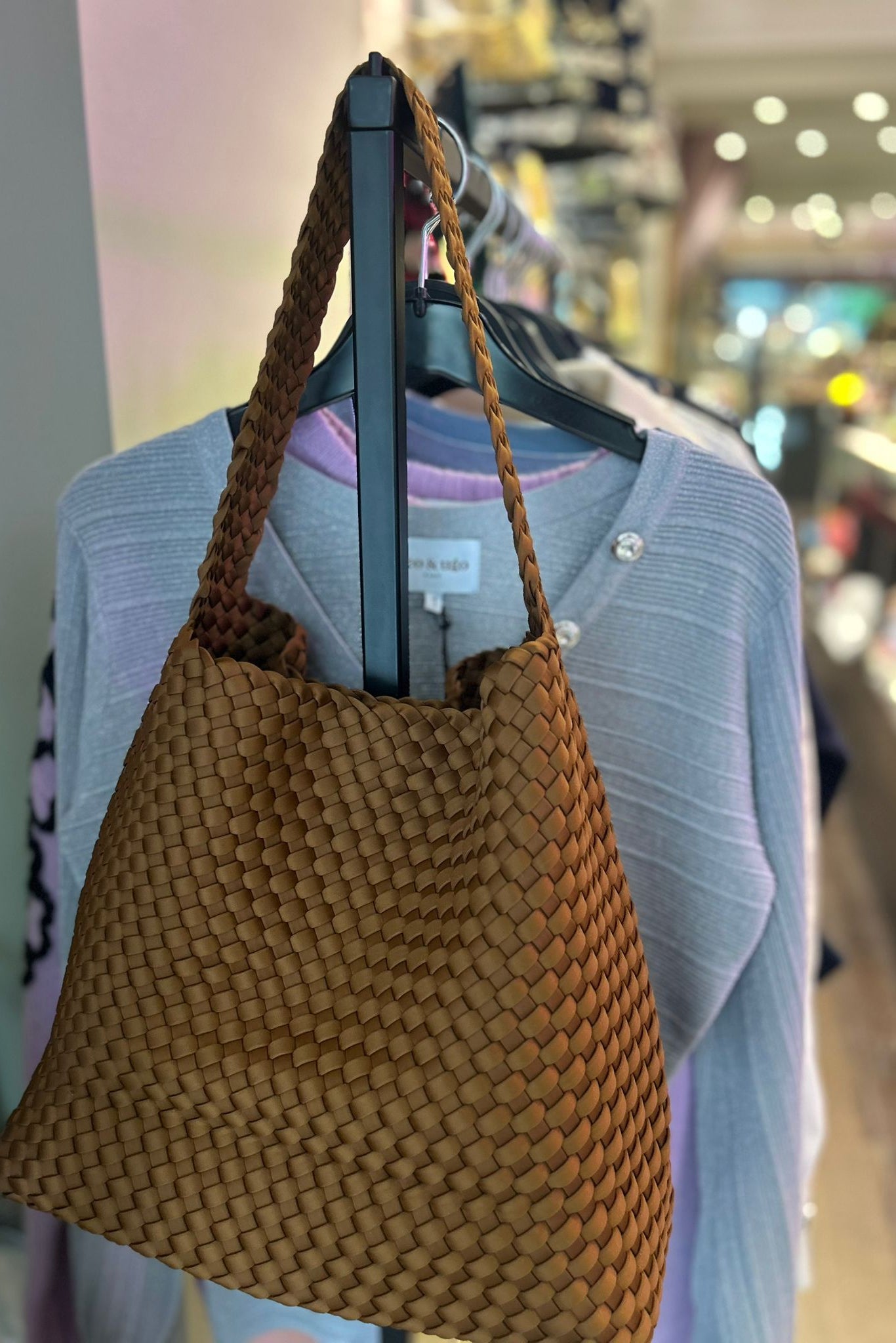 Woven bucket bag - Camel