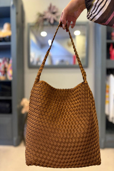 Woven bucket bag - Camel