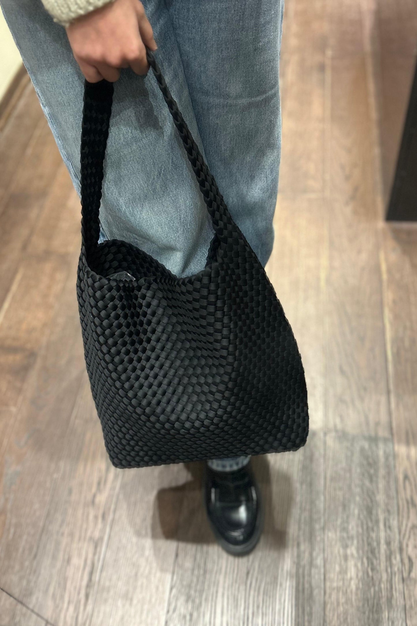 Woven bucket bag - Black