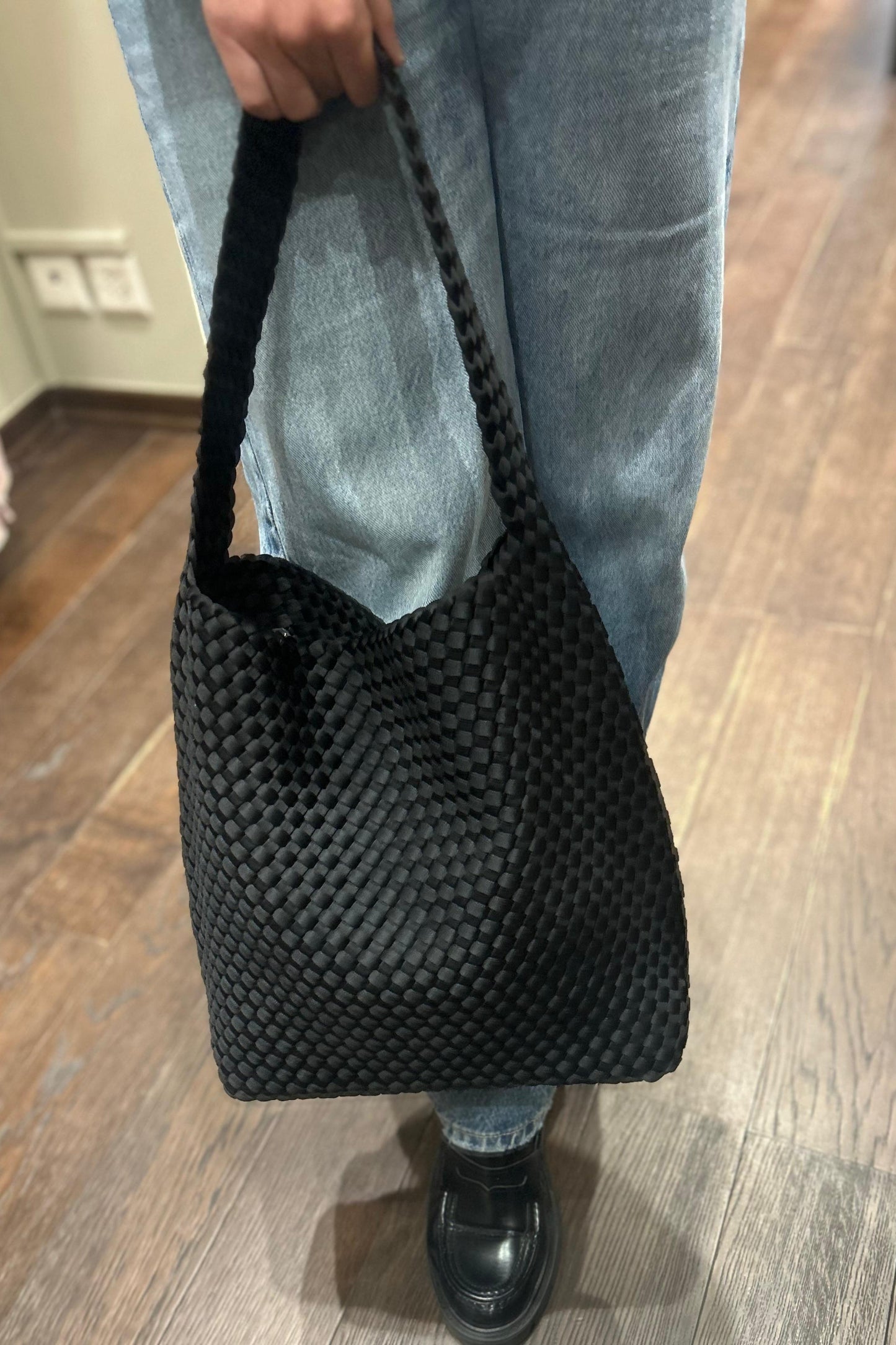 Woven bucket bag - Black