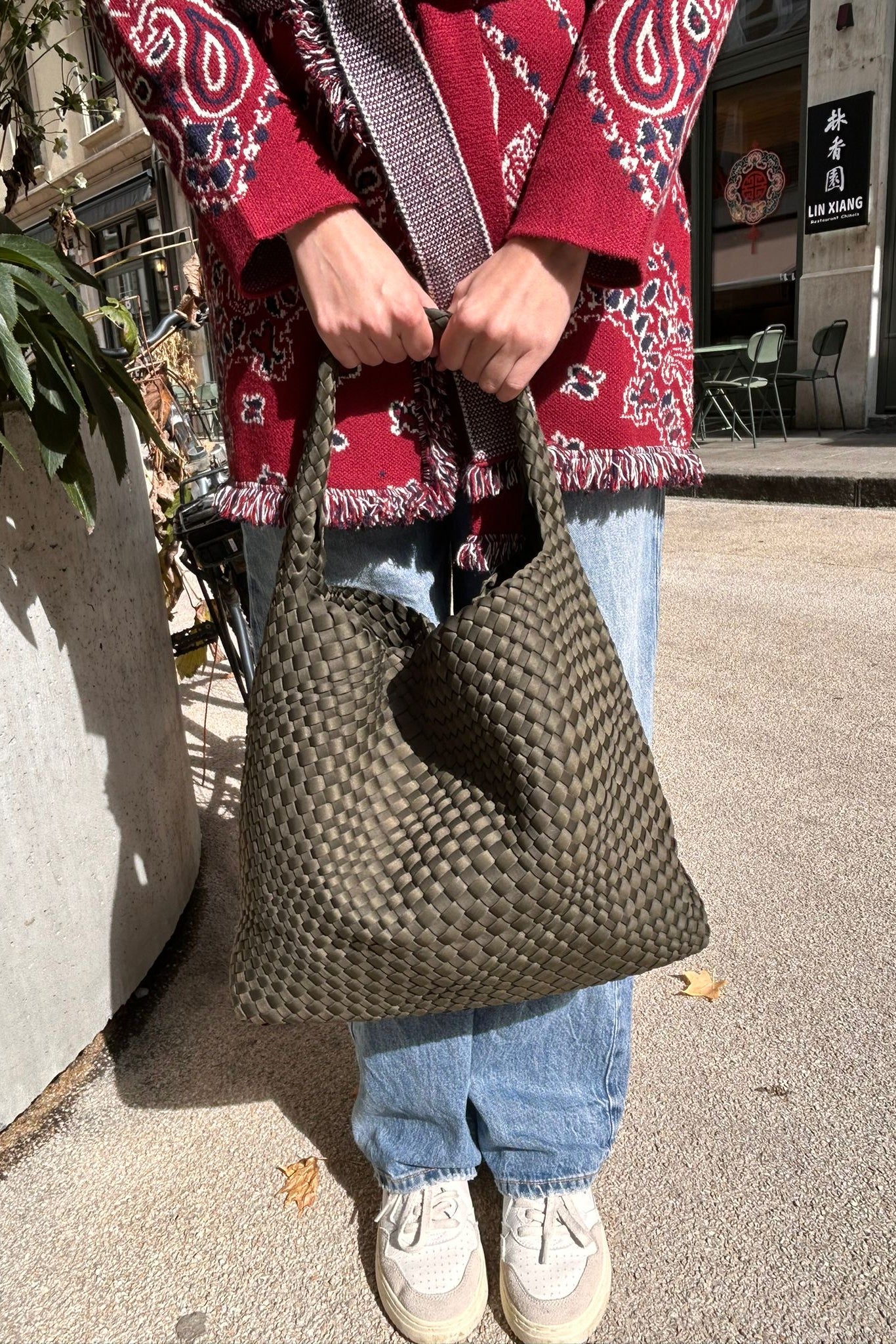Woven bag Big Size - Khaki
