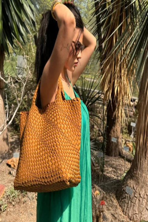 Woven Crossbody Bag - Camel