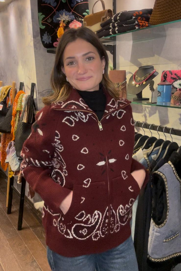 Burgundy bandana vest