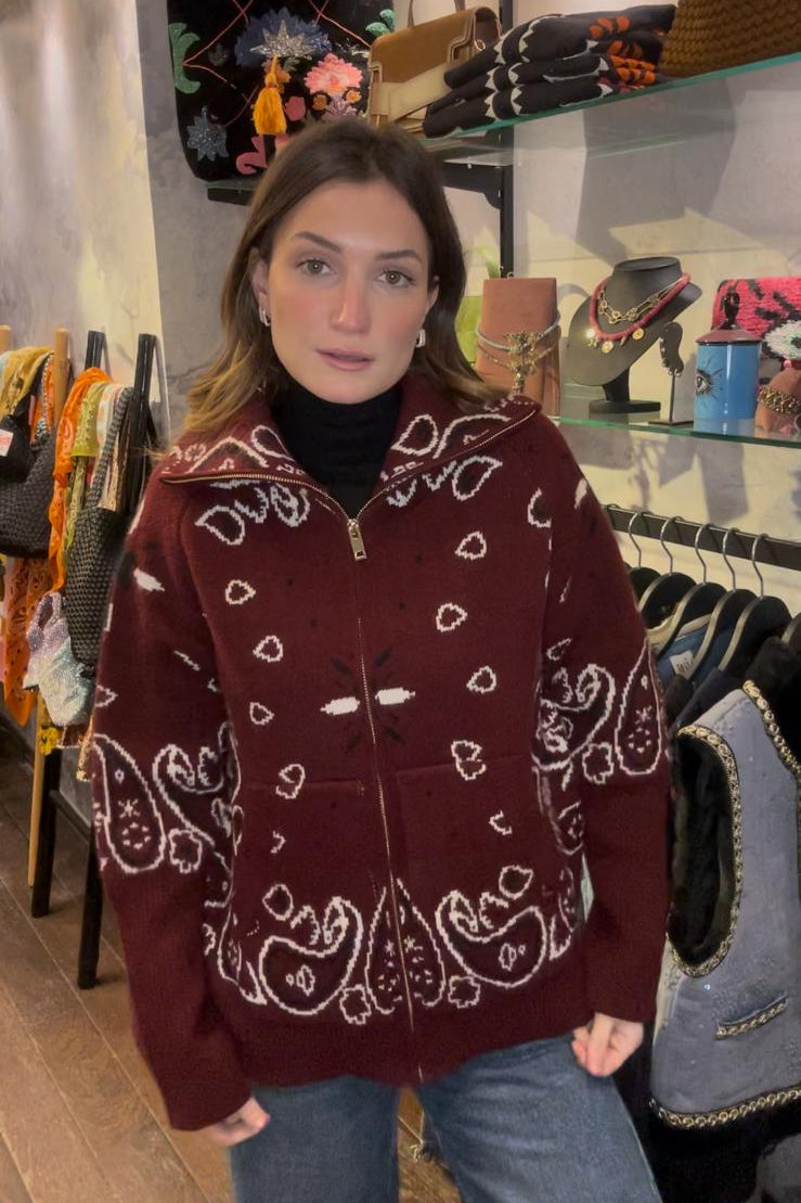 Burgundy bandana vest