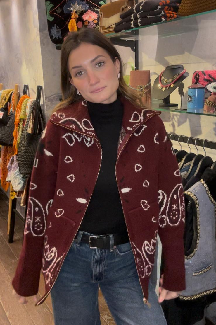 Burgundy bandana vest