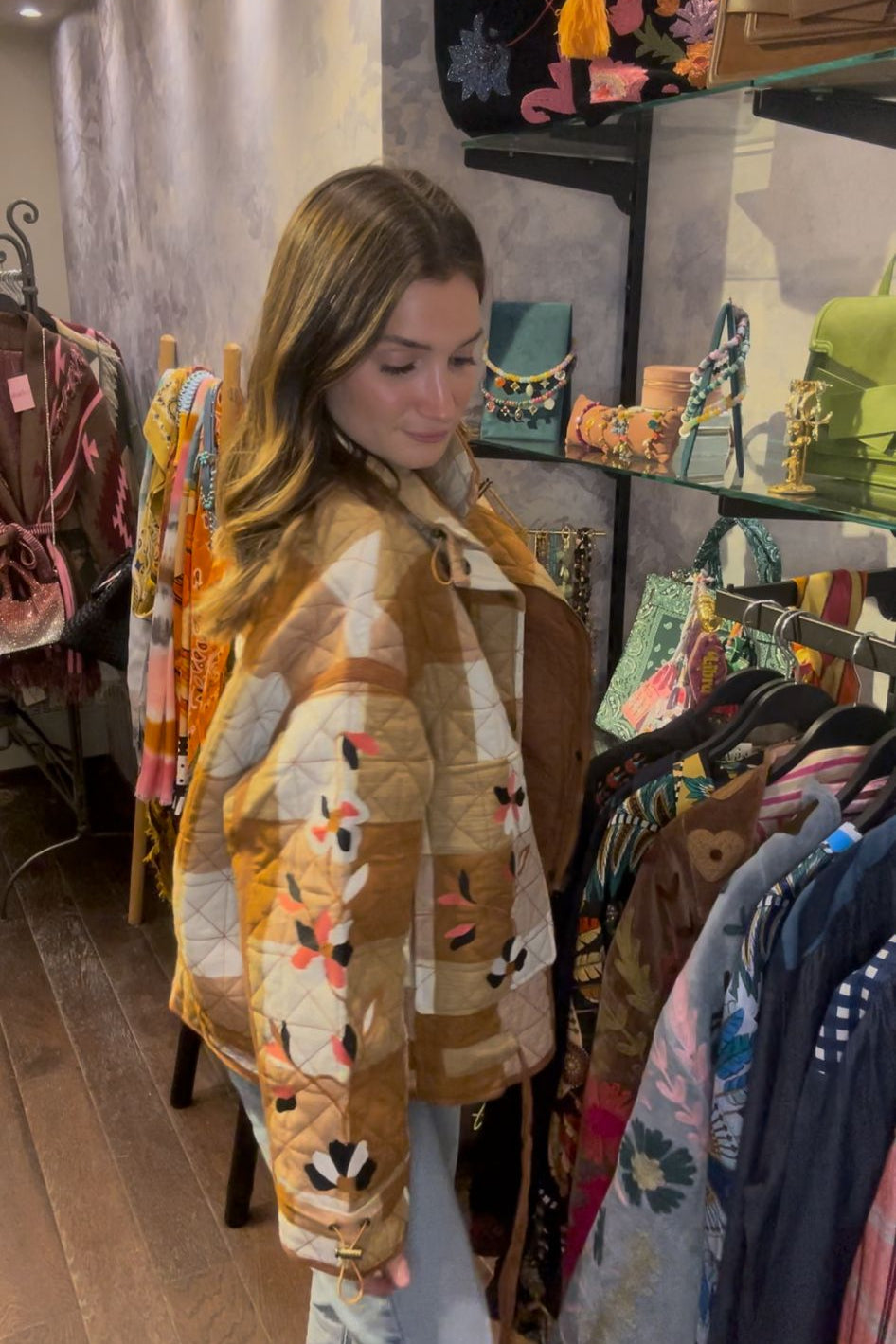 Embroidered quilted jacket