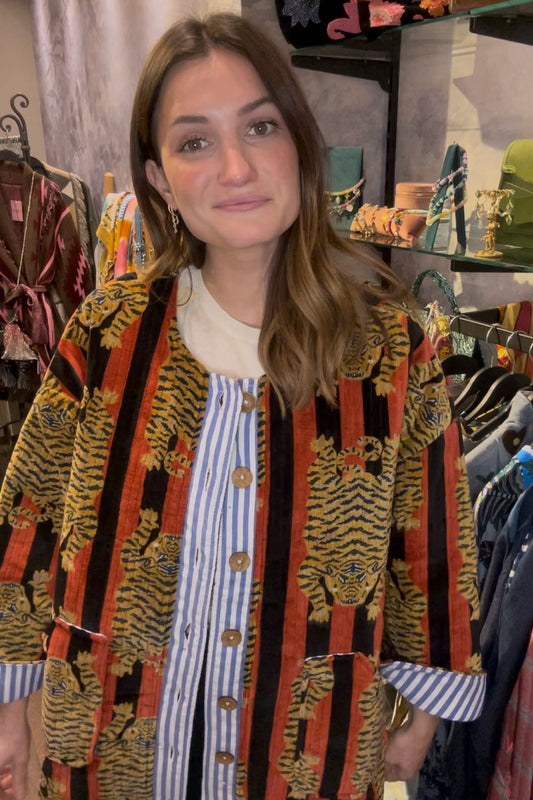 Fire Jungle Quilted Velvet Jacket