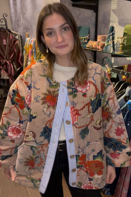 Dusty rose Garden Quilted Velvet Jacket