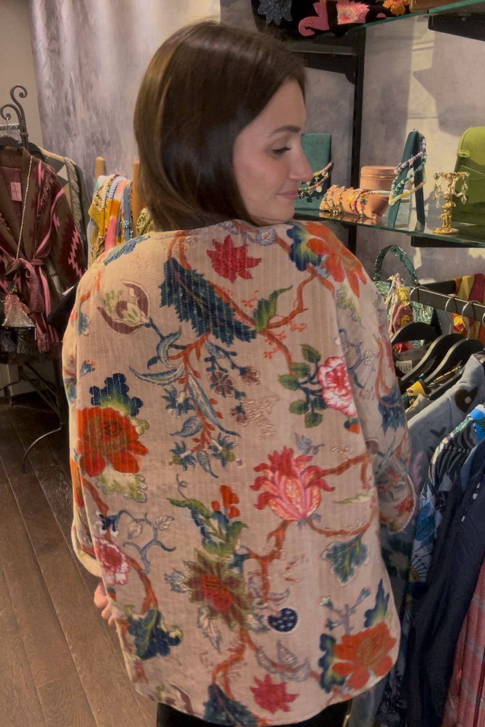 Dusty rose Garden Quilted Velvet Jacket